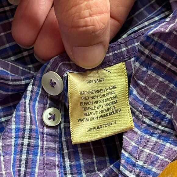Foundry Supply Co Purple Blue Plaid Short Sleeve Button-Up XLT Shirt - Picture 6 of 6